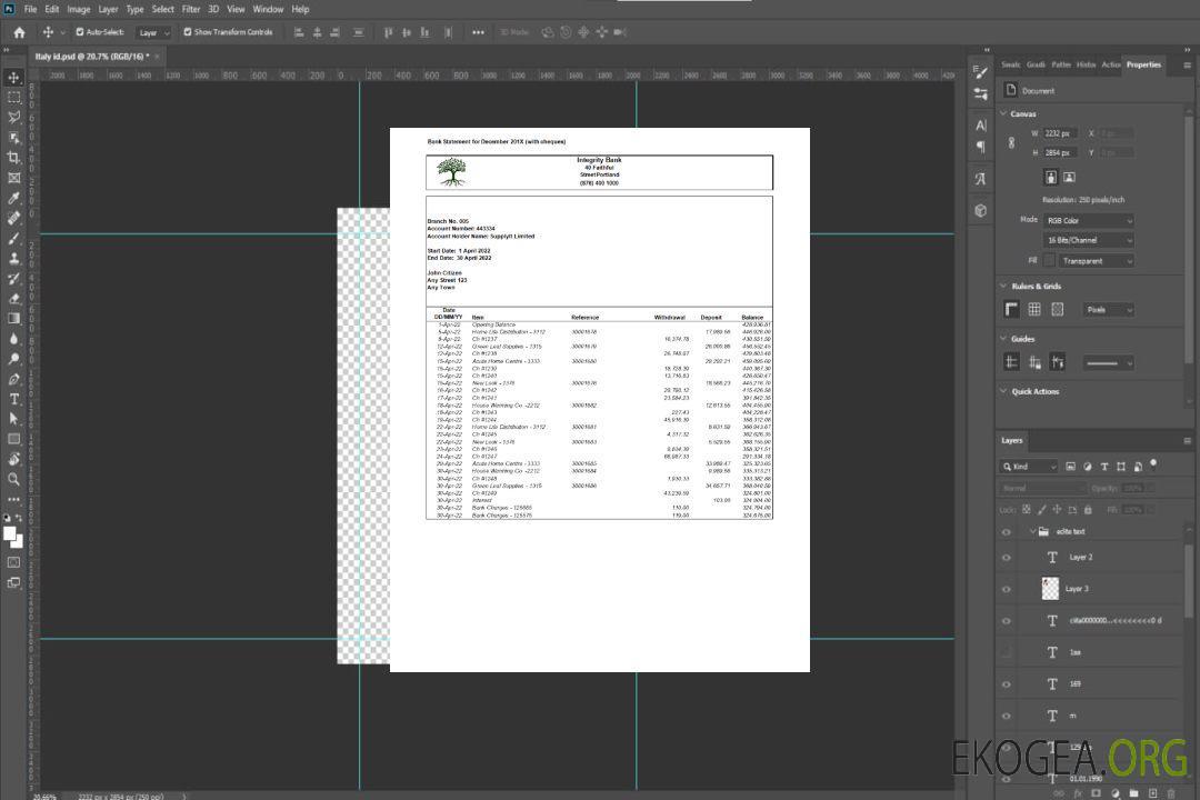 Modèle Word et PDF de relevé de la USA Integrity Bank template Modèle Word et PDF de relevé de la USA Integrity Bank template